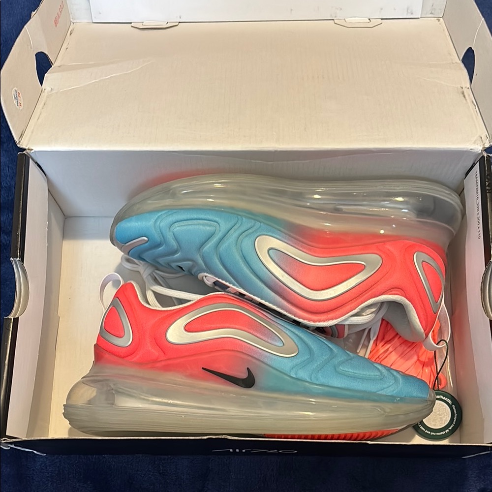 Nike Blue and Red Athletic Shoes with Air Max Design